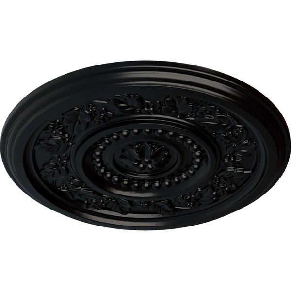 Marseille Ceiling Medallion (Fits Canopies Up To 4 1/4), Hand-Painted Jet Black, 16 1/8OD X 5/8P